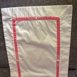 Pier 1 Table Runner 14x69 Light Green Pink Embroider Ribbon Trim Country Cottage